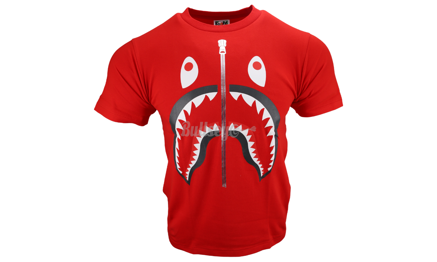Bape Red Shark Zip-Up T-Shirt-Bullseye Sneaker Boutique