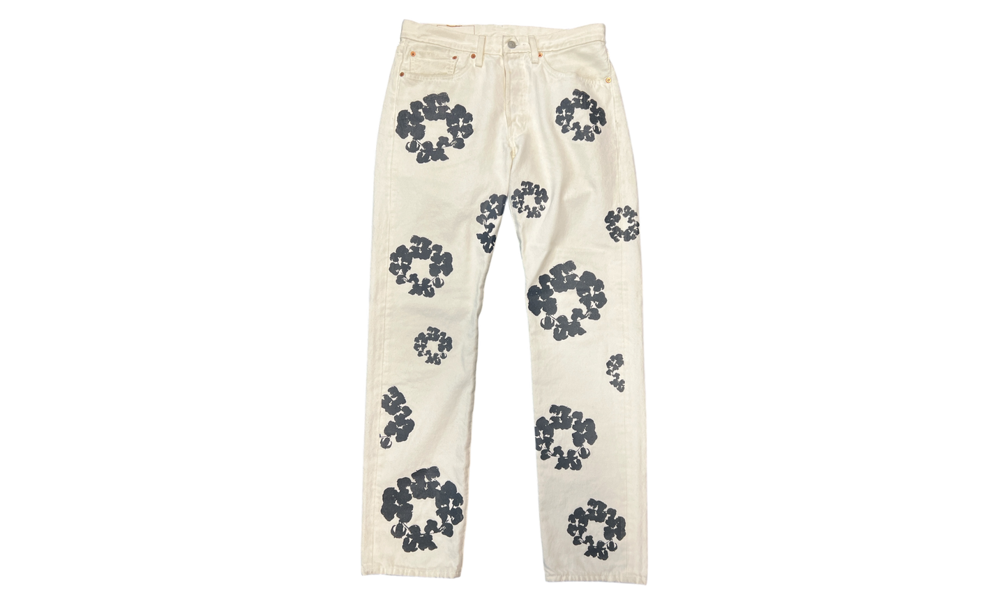 Denim Tears x Levi's Cotton Wreath Jeans White (PreOwned)-Bullseye Sneaker Boutique