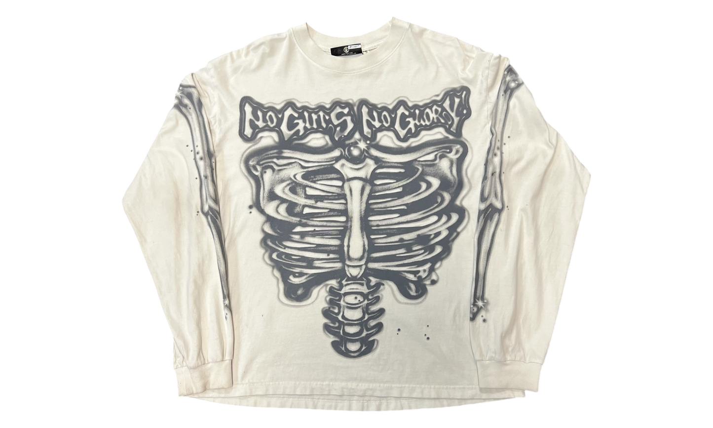 Hellstar Studios Airbrushed Bones White Longsleeve T-Shirt (PreOwned)