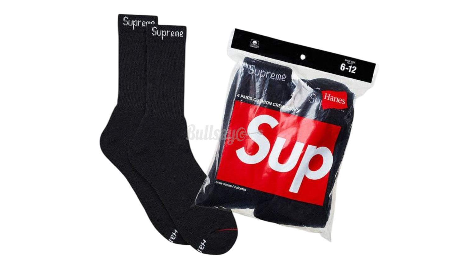 Supreme Hanes Crew Socks (4 Pack) Black-Bullseye Sneaker Boutique