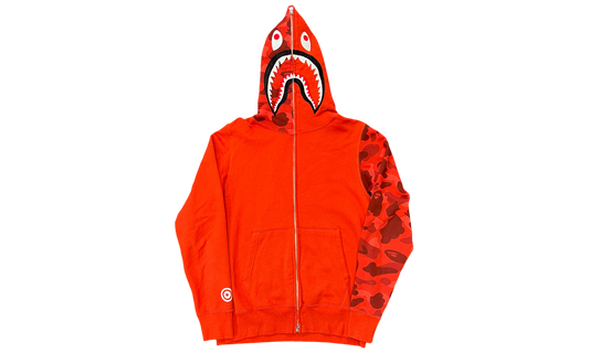 Bape Red Half Camo Full Zip Hoodie (PreOwned)