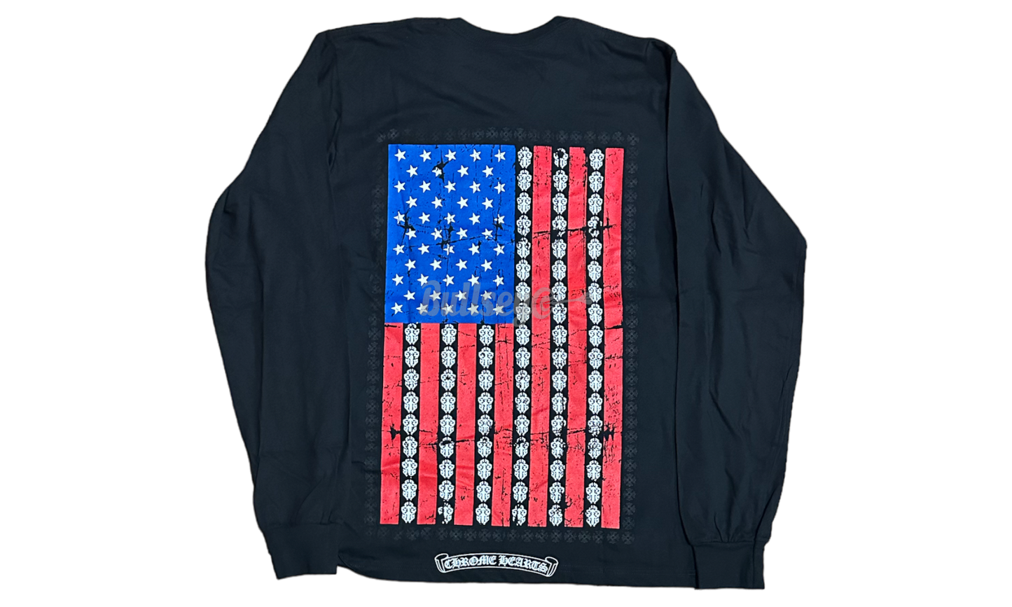 Chrome Hearts USA Flag Pocket Black Longsleeve T-Shirt-Bullseye Sneaker Boutique