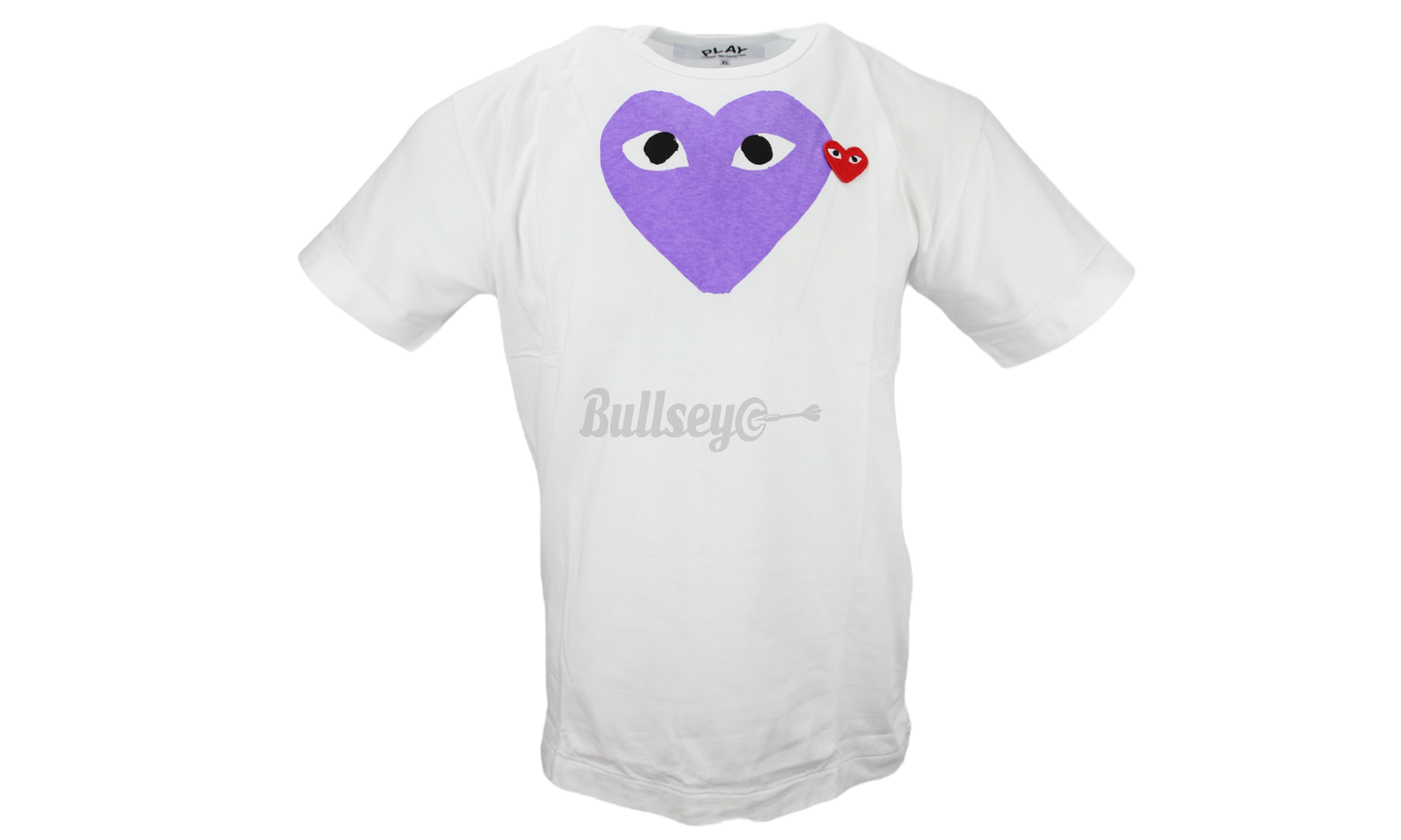Comme Des Garcons PLAY "Red Emblem Heart" Purple/White T-Shirt-Bullseye Sneaker Boutique