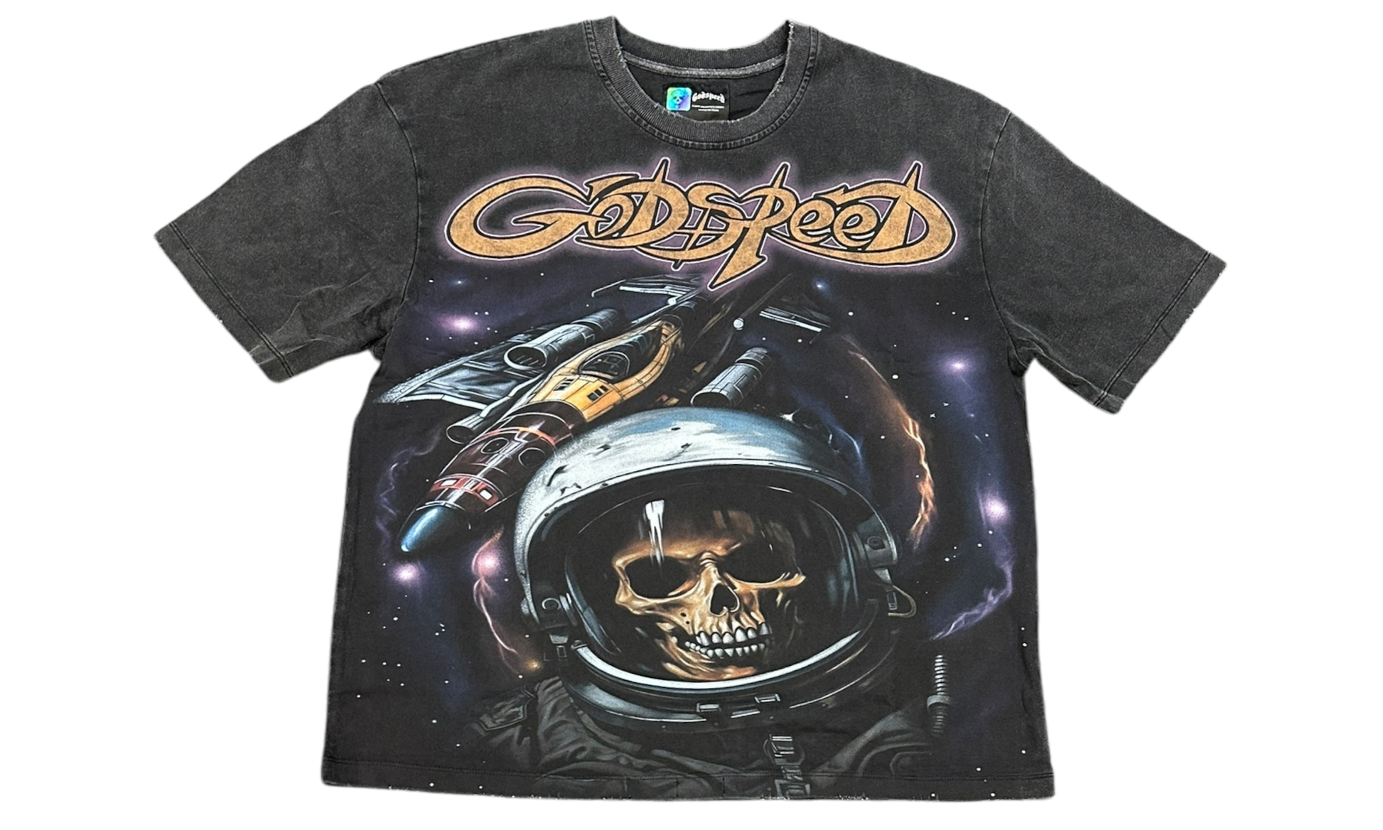 Godspeed Space Traveler Washed Black T-Shirt-Bullseye Sneaker Boutique