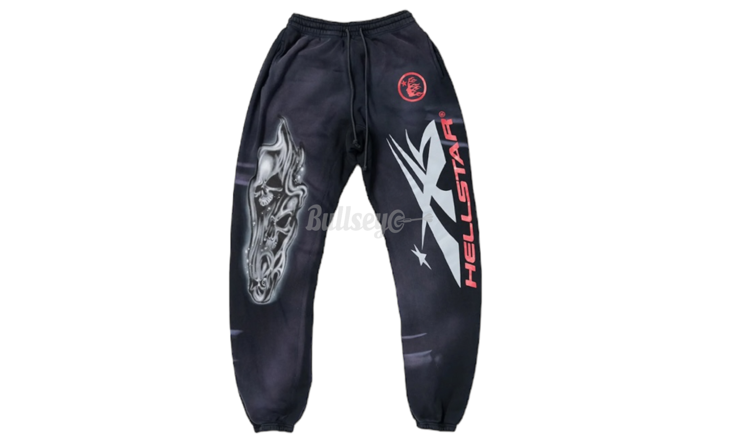 Hellstar Airbrushed Skull Black Closed Elastic Bottom Sweatpants-Bullseye Sneaker Boutique