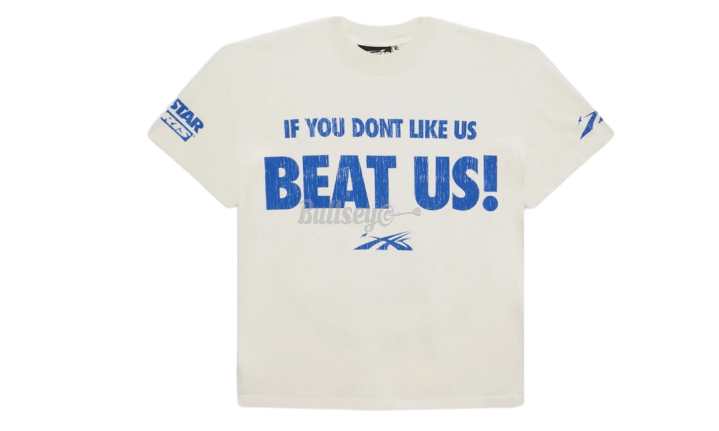 Hellstar Beat Us! White/Blue T-Shirt-Bullseye Sneaker Boutique