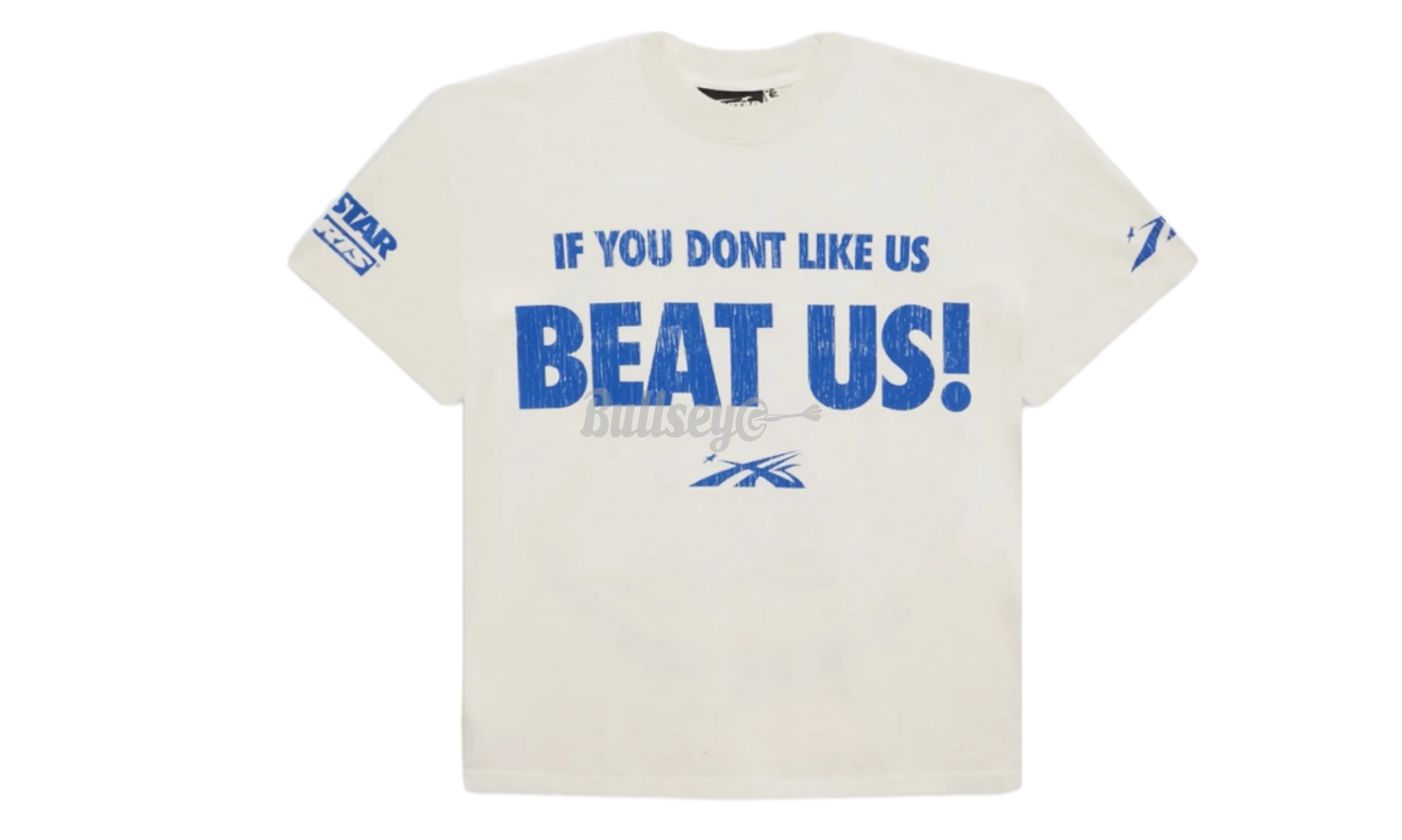 Hellstar Beat Us! White/Blue T-Shirt-Bullseye Sneaker Boutique