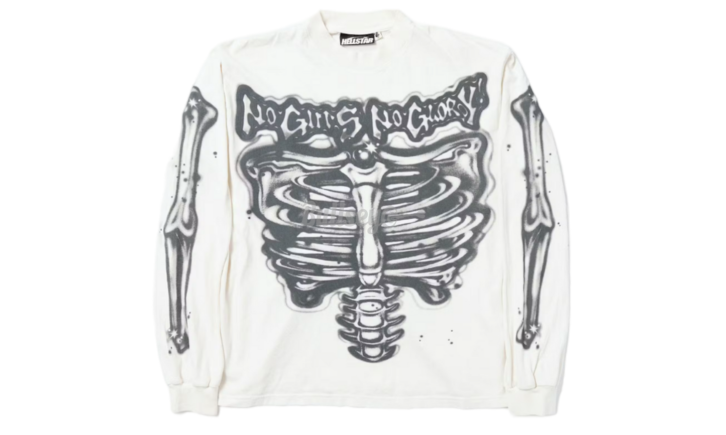 Hellstar Studios Airbrushed Bones White Longsleeve T-Shirt-Bullseye Sneaker Boutique