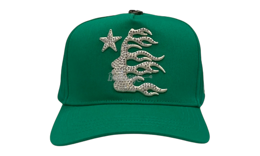 Hellstar Studios OG Logo Green Rhinestone Snapback-Bullseye Sneaker Boutique