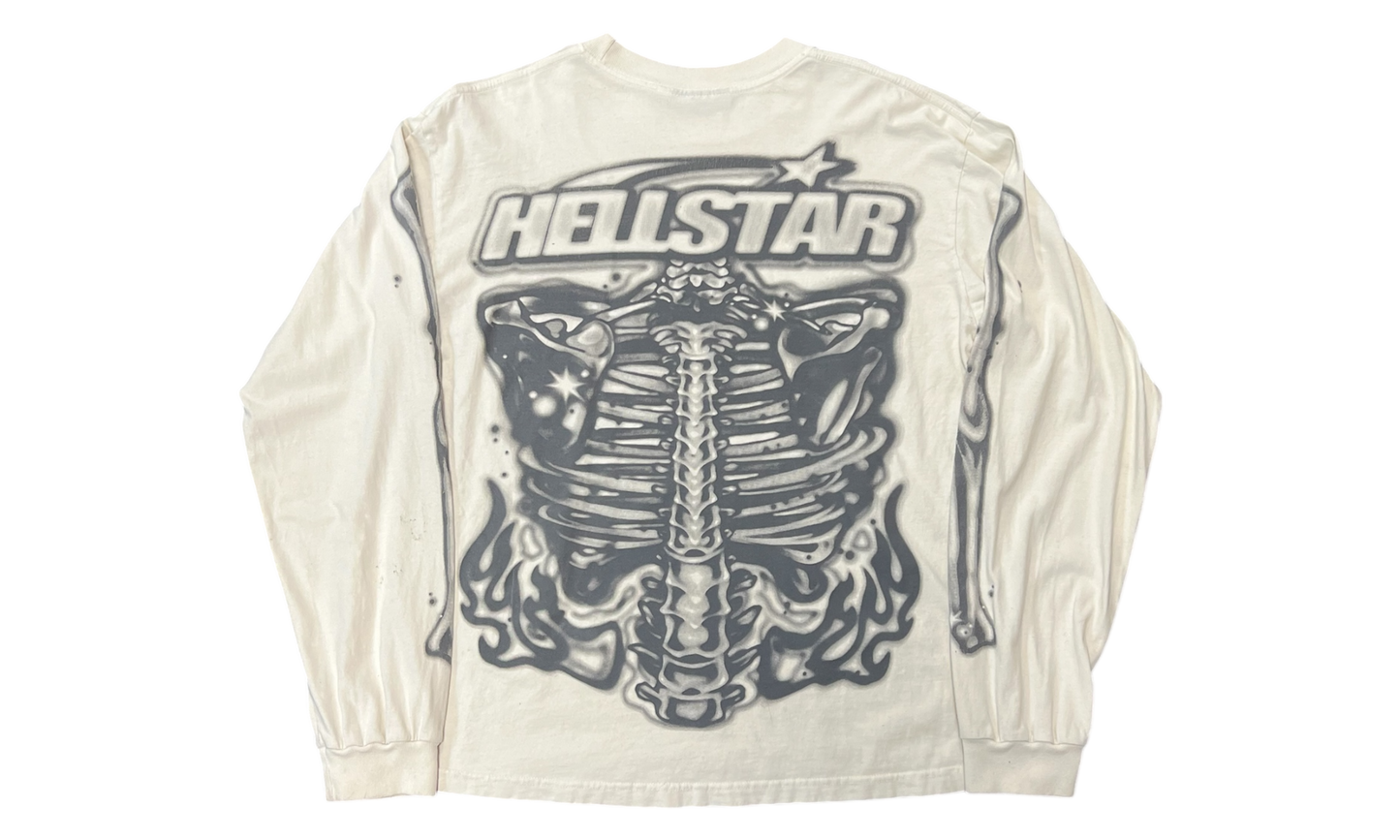 Hellstar Studios Airbrushed Bones White Longsleeve T-Shirt (PreOwned)