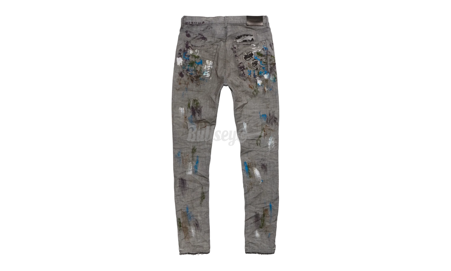 Purple-Brand Paint-Splatter Dirty Repair Grey Jeans