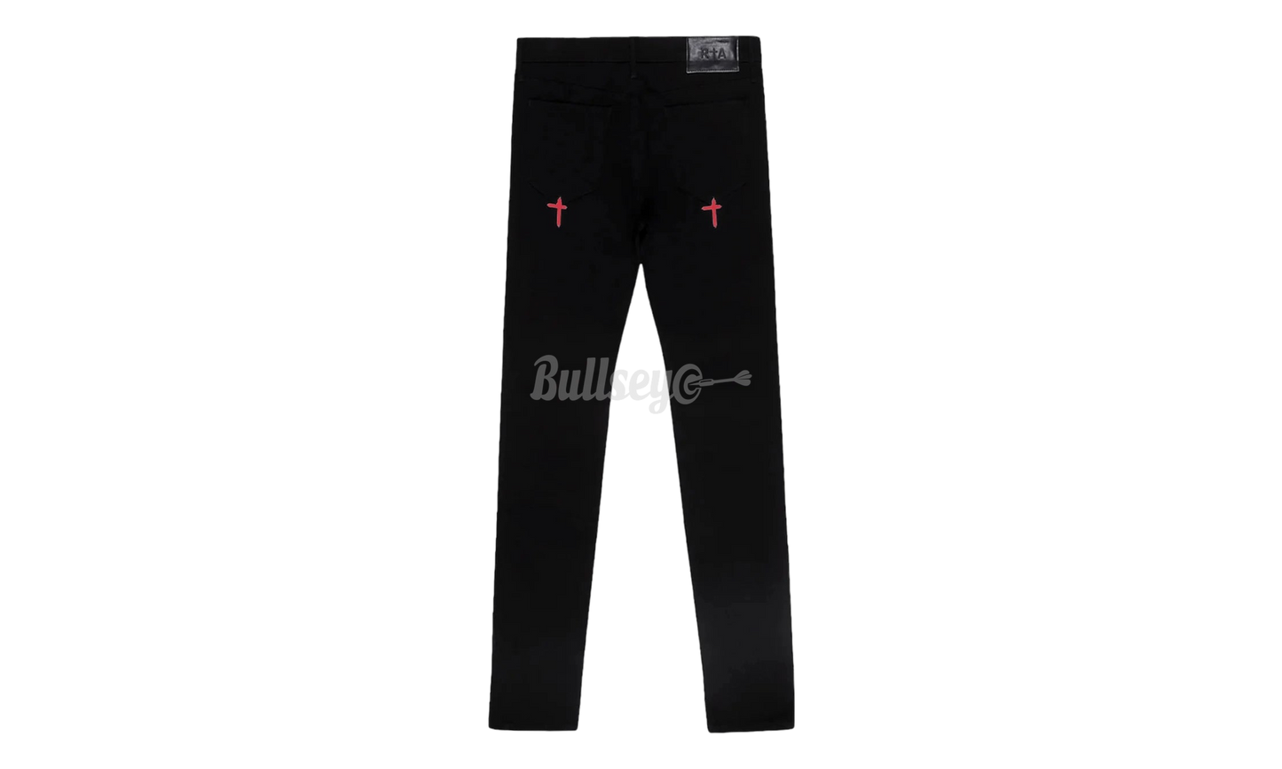 RTA Bryant Black Red R.I.P Jeans