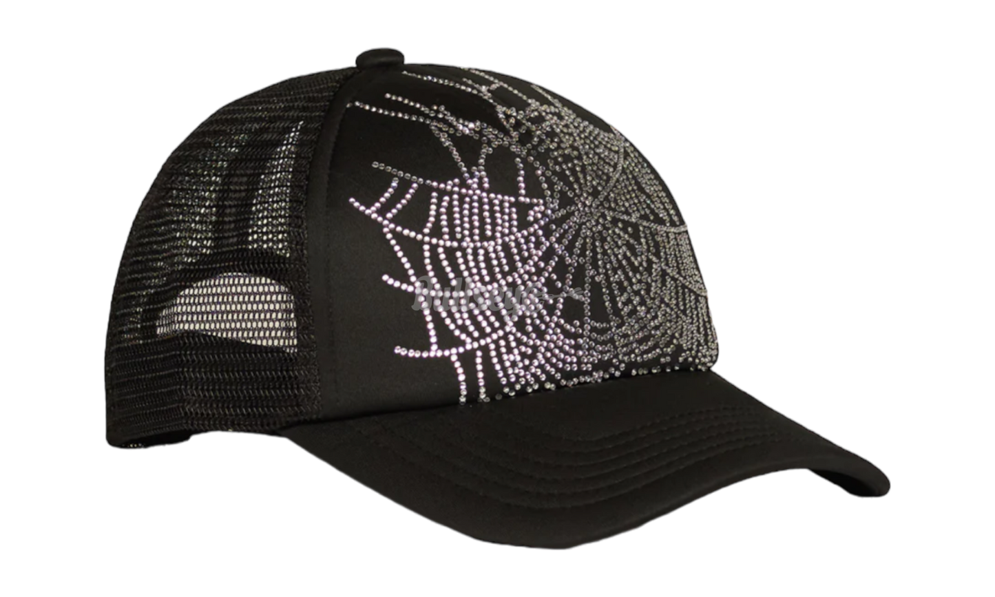 Spider Black Web Rhinestone Trucker