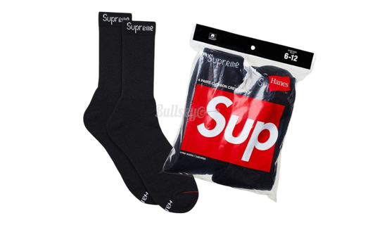 Supreme Hanes Crew Socks (4 Pack) Black-Bullseye Sneaker Boutique