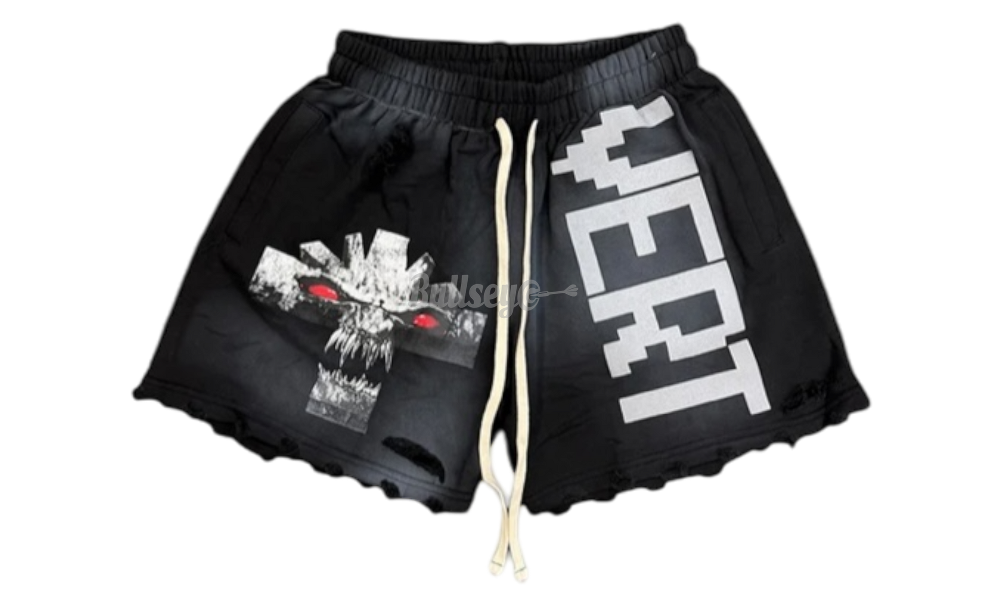 Vertabrae Vonster Cross Distressed Shorts Black-Bullseye Sneaker Boutique